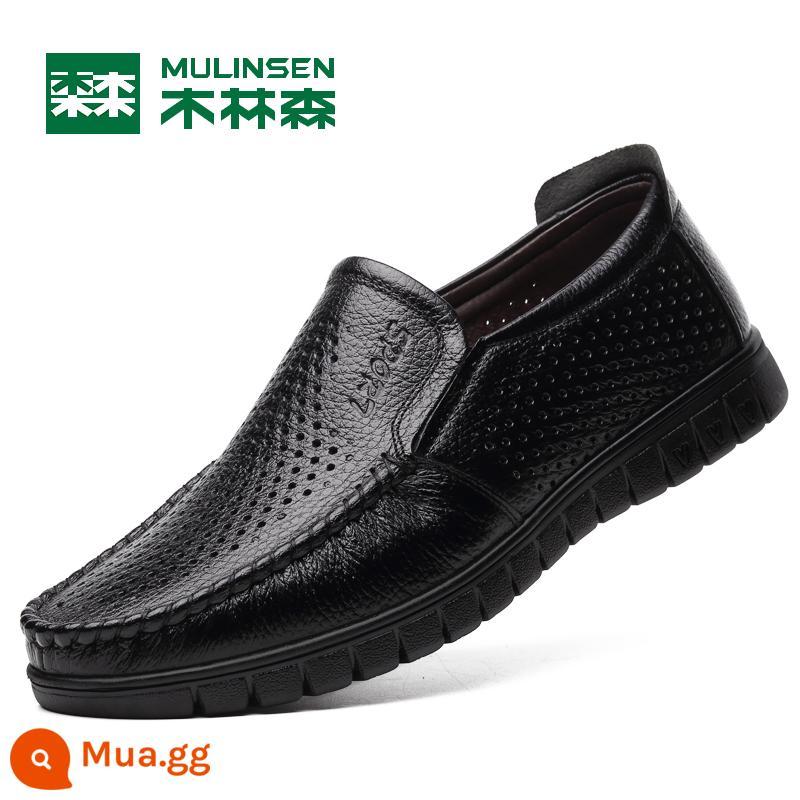 Mulinsen Nam Mùa Hè 2023 Da Mới Rỗng Thoáng Khí Giày Da Nam Slip On Bố Giày Sandal Nam - FXG8822 rỗng màu đen