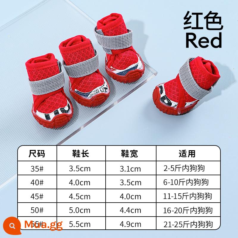 Giày chó Pet Dogs nhỏ và giày chó Teddy, một bộ giày 4 con chó con, không dễ thả giày cotton chó cưng thoáng khí - Màu đỏ thoáng khí (thấm mồ hôi/hấp thụ sốc)