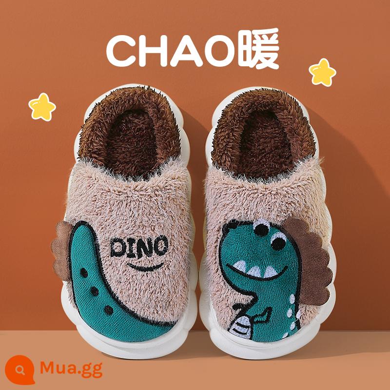 Dép bông trẻ em Mùa thu và mùa đông Boys Dép dép dễ thương Cô gái trong nhà trong nhà cha mẹ -Child Baby Home Shoes 2022 MỚI - Khủng long Bắc Âu