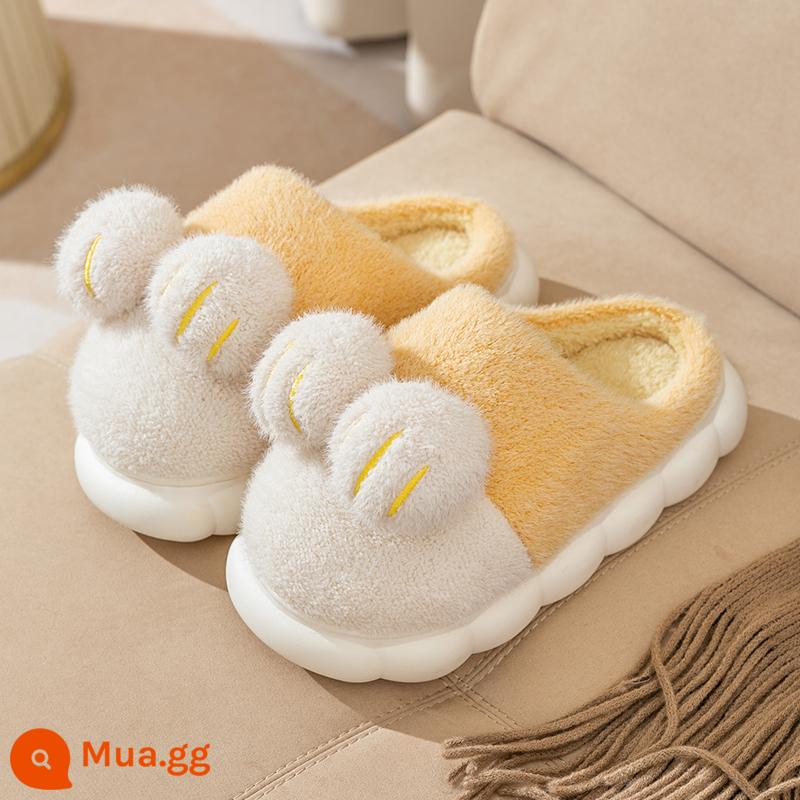 Dép bông trẻ em Mùa thu và mùa đông Boys Dép dép dễ thương Cô gái trong nhà trong nhà cha mẹ -Child Baby Home Shoes 2022 MỚI - chân mèo màu vàng