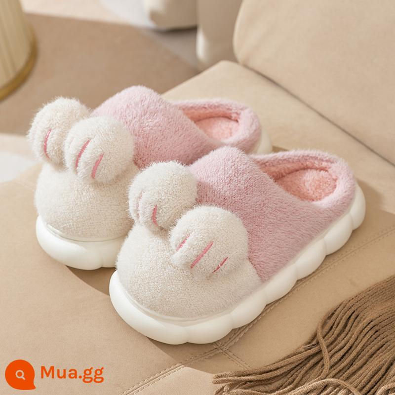 Dép bông trẻ em Mùa thu và mùa đông Boys Dép dép dễ thương Cô gái trong nhà trong nhà cha mẹ -Child Baby Home Shoes 2022 MỚI - chân mèo hồng