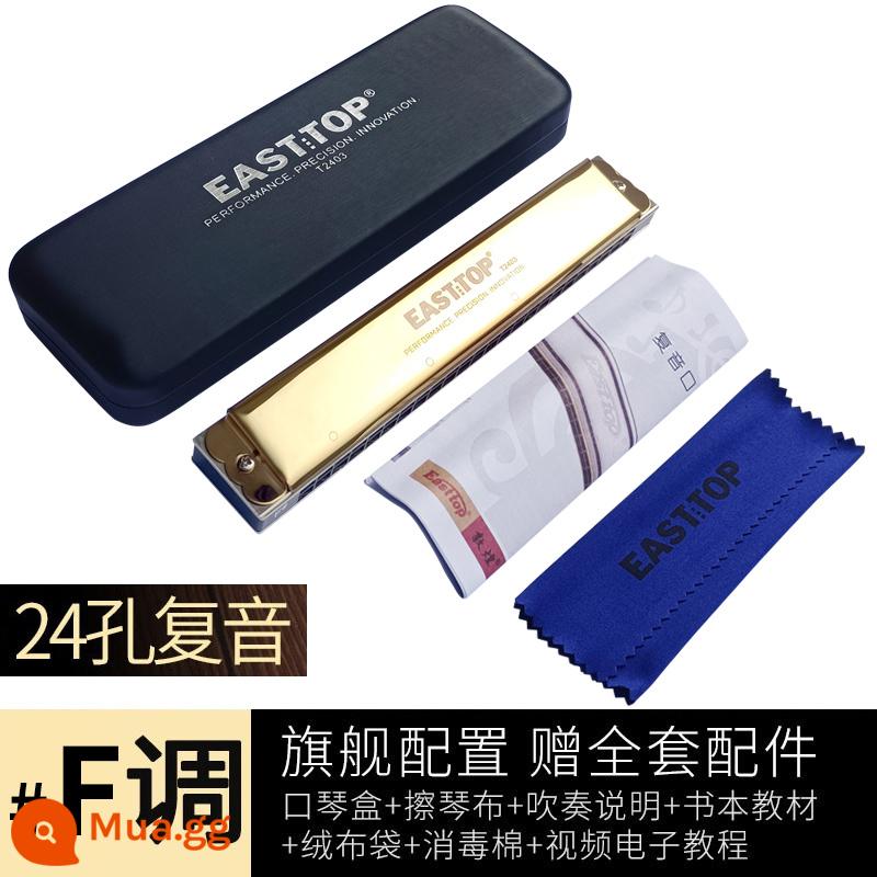 Easttop Dongfang Ding 24 lỗ đa âm mới T2403 harmonica drop #abcdefg cấp độ biểu diễn chuyên nghiệp cho người mới bắt đầu - Quà tặng+tông vàng #F/bG mới