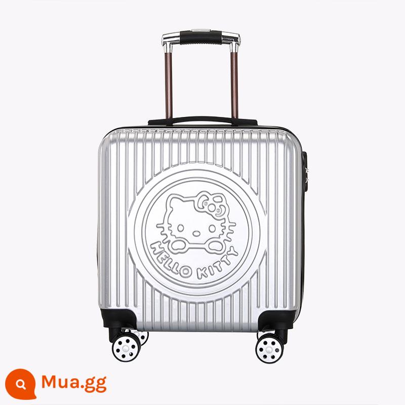 Hoạt Hình Xe Đẩy Trẻ Em Nữ 18 Inch Bé Trai Vali Vali Bánh Xe Đa Năng 20 Học Sinh Mật Khẩu Hộp Vali - Màu sắc: Mèo KT màu bạc 20 inch