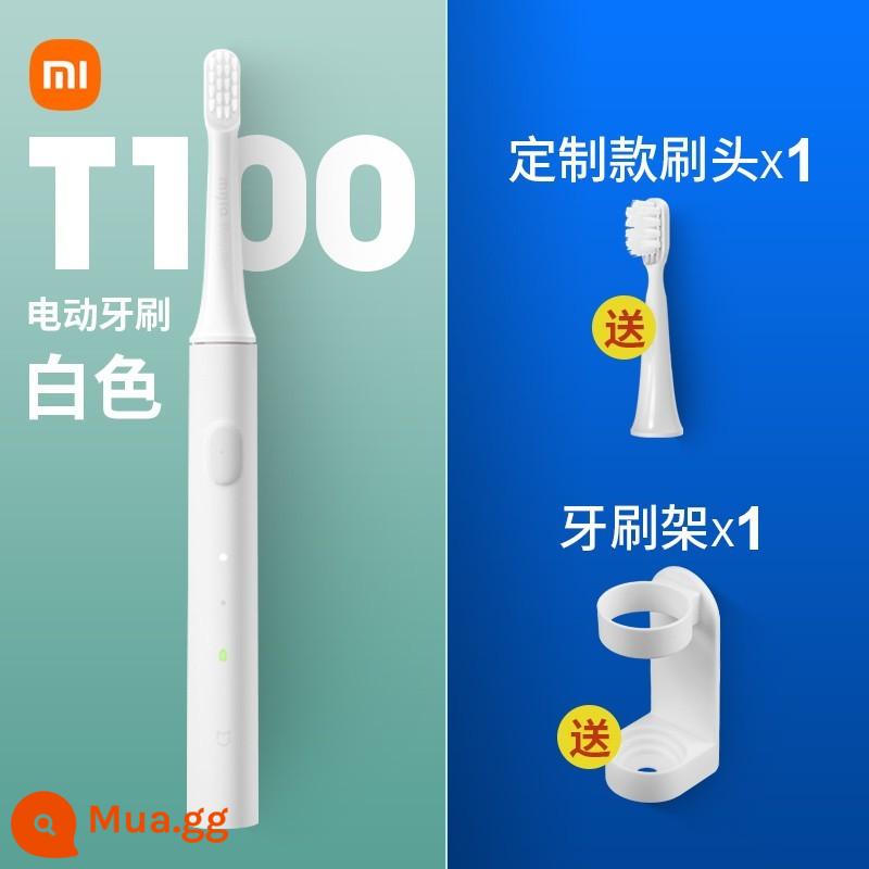 Bàn chải đánh răng điện trẻ em Xiaomi t100 bàn chải đánh răng điện sonic trên 6 tuổi, lông mềm, nhẹ, có thể sạc lại, làm sạch hoàn toàn tự động - T100 trắng + móc treo + đầu bàn chải dự phòng miễn phí