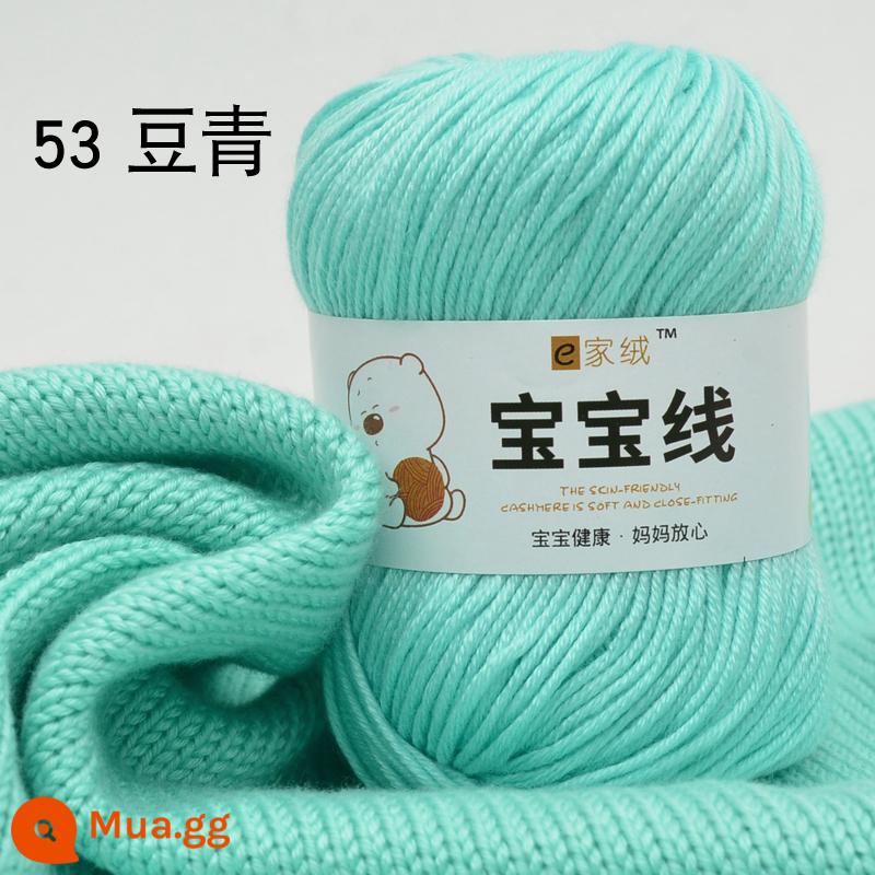 6 sợi len cho bé đặc biệt dệt lụa protein dày vừa cotton sữa chất liệu túi móc dép len cho bé bóng - Xanh nhạt số 53