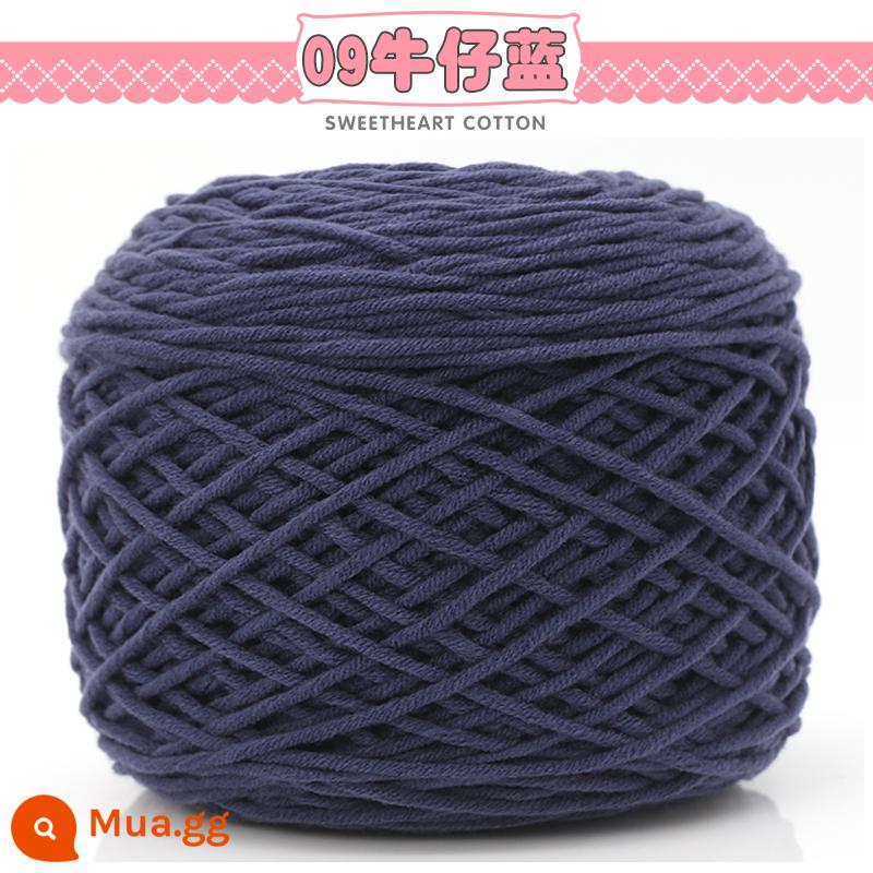 Người Yêu Của Cotton Len 8 Sợi Sữa Bông Len Bóng Dày Vừa Thảm Dệt Tay Sợi Nhung Đặc Biệt khăn Sợi Chỉ - Denim xanh 09