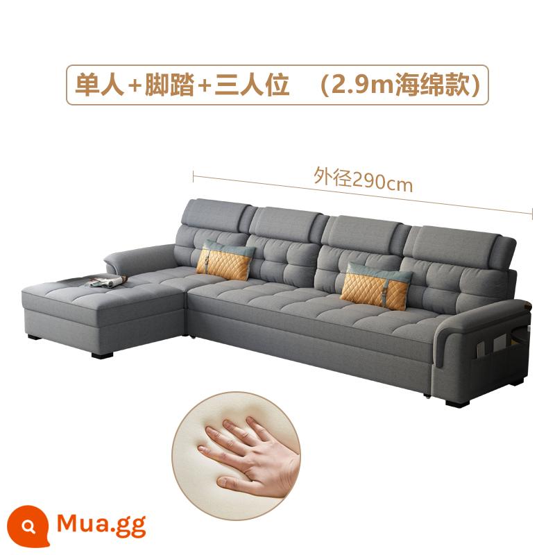 Sofa giường đa năng gấp gọn căn hộ nhỏ phòng khách đa năng công nghệ lưu trữ vải lưới đỏ phong cách mới 2021 - 2,9 mét [loại bọt biển phục hồi mật độ cao] ba người + đơn + bàn đạp