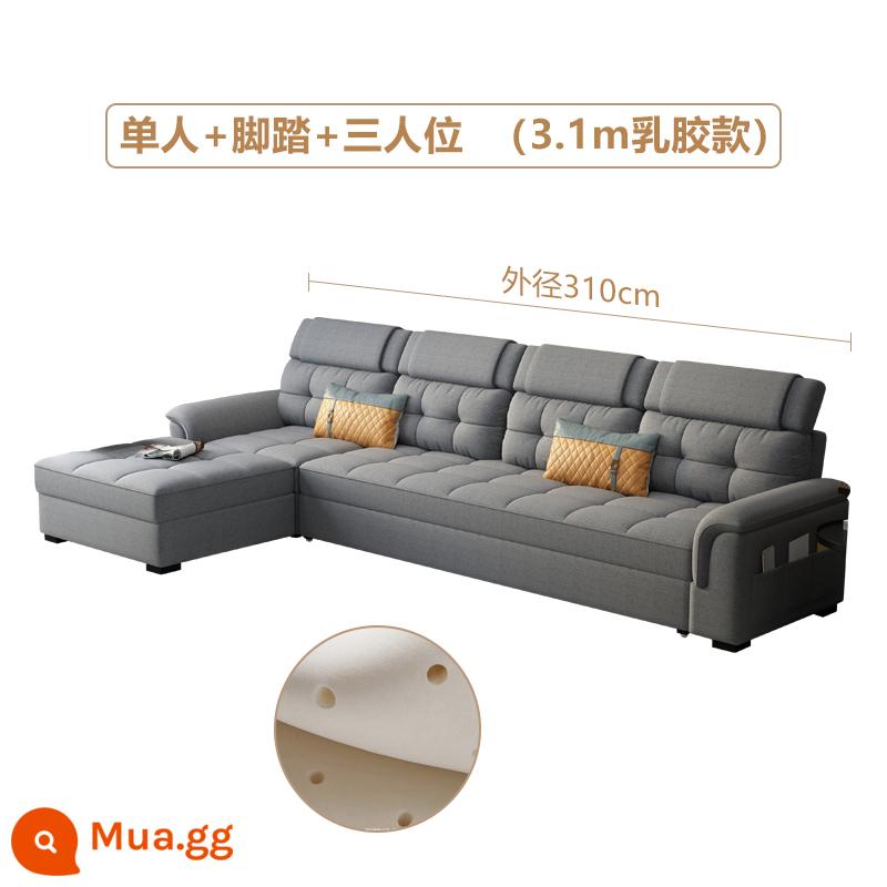 Sofa giường đa năng gấp gọn căn hộ nhỏ phòng khách đa năng công nghệ lưu trữ vải lưới đỏ phong cách mới 2021 - 3,1 mét [mẫu cao su thân thiện với môi trường được nâng cấp] ba người + một người + bàn đạp