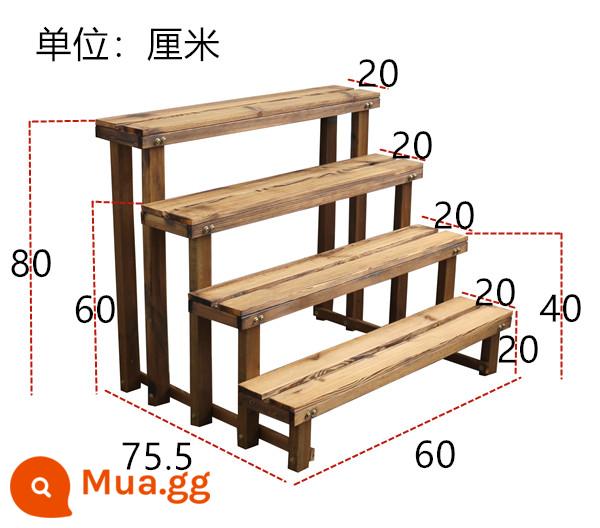 Ban công chống ăn mòn kệ hoa gỗ từ sàn đến trần bước tường ngoài trời nhiều thịt bước chậu hoa kệ - Bốn lớp dài 60