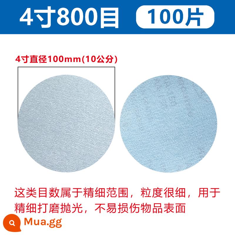 Tầm Ma Đổ Xô Giấy Nhám Xe Đánh Bóng 4 Inch 5 Inch Đánh Bóng Khô Máy Mài Tự Đĩa Gỗ Treo Tường Đồ Nội Thất - Cát trắng 4 inch 800 lưới [100 cái/hộp]