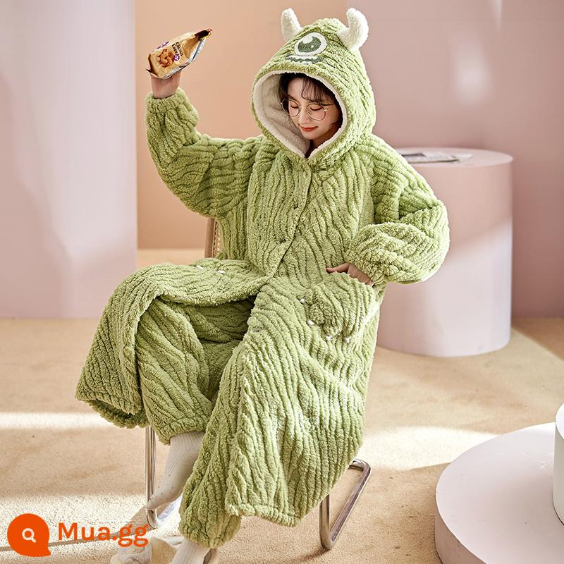 Pyjamas nữ san hô nhung Velvet mùa thu và đồ ngủ mùa đông cộng với nhung dày mùa đông Flael Velvet Strawberry Bear - 19842