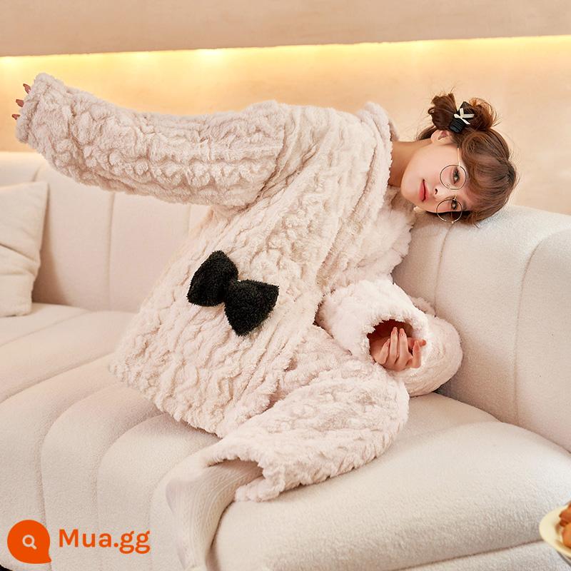 Pyjama nữ mùa thu và mùa đông san -layer cotton francoat ấm san hô nhung sang trọng trang phục nhà dày - 96058