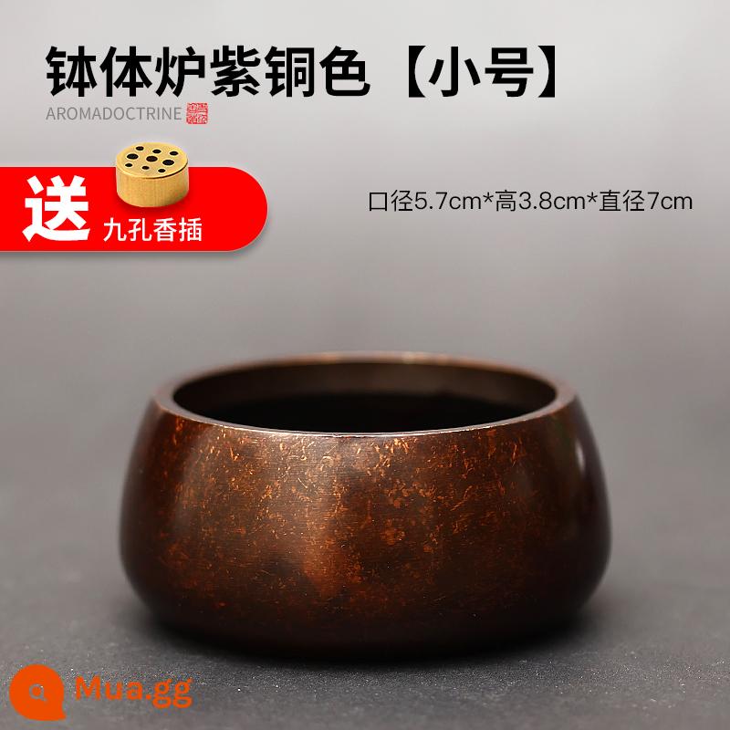 Lò đốt bằng đồng nguyên chất Xuande chèn lư hương đốt trầm hương gia đình Tháp Nhật Bản nhang trầm hương gỗ đàn hương thờ cúng lò hương liệu cắm nhang nhỏ - Thân bếp [cỡ nhỏ] [màu đồng] + Tặng kèm nhang chín lỗ