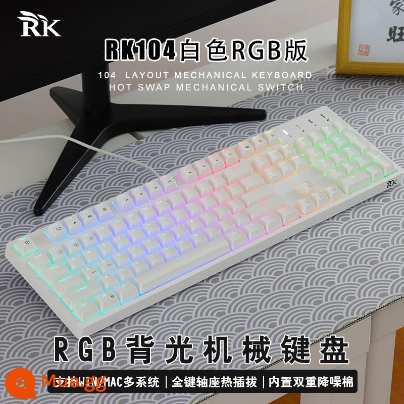 RK87 Keyboard cơ học Trục Red Trà Trục màu xanh lá cây Kaihua Box Trục trắng tùy chỉnh đầy đủ -Ka Hot Chèn 87 Key RGB - 104 phím trắng có thể tráo đổi nhanh