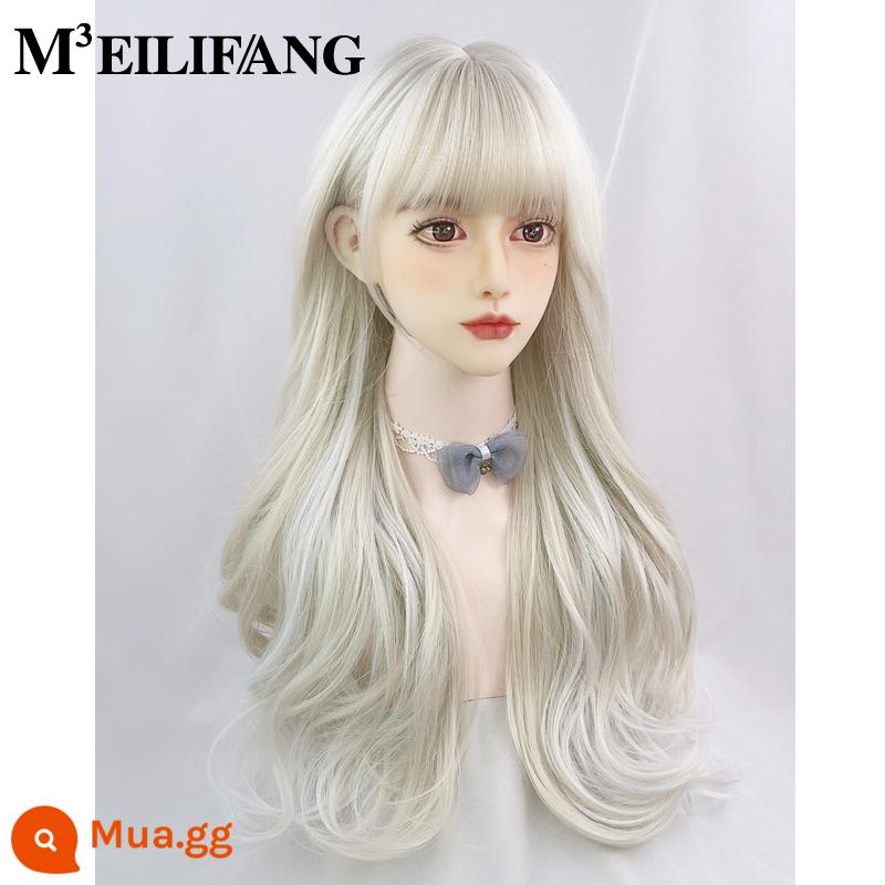 Hoa Kỳ Platinum đã chọn màu trắng tóc bạc nữ tóc dài tóc dài bộ Lolita Lolita Big Wave JK Light Color toàn bộ - bạch kim nổi bật