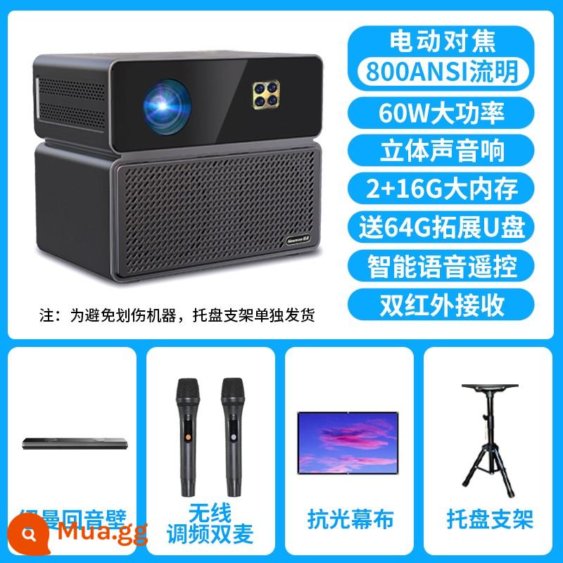 Máy chiếu Newman T1 Máy chiếu treo tường phòng ngủ gia đình Rạp hát tại nhà Trình chiếu HD 1080P Karaoke All Outdoor K Song Mobile Open-air KTV Smart Laser TV WIFI Chiếu màn hình di động - Tổ hợp rạp hát tại nhà: máy chiếu T1-karaoke nâng cấp + loa soundbar + giá đỡ khay + rèm chống sáng 100 inch