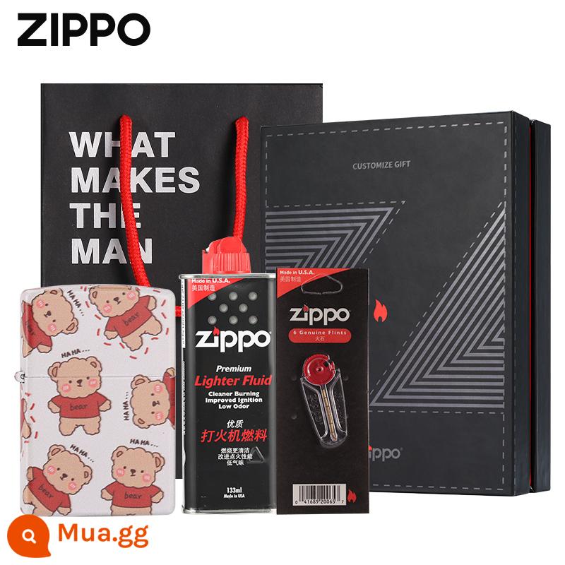 bật lửa zippo chính hãng chính hãng haha gấu dễ thương dễ thương bật lửa dầu chống gió chính hãng tặng bạn trai - haha gấu [hộp quà mang tên Z]