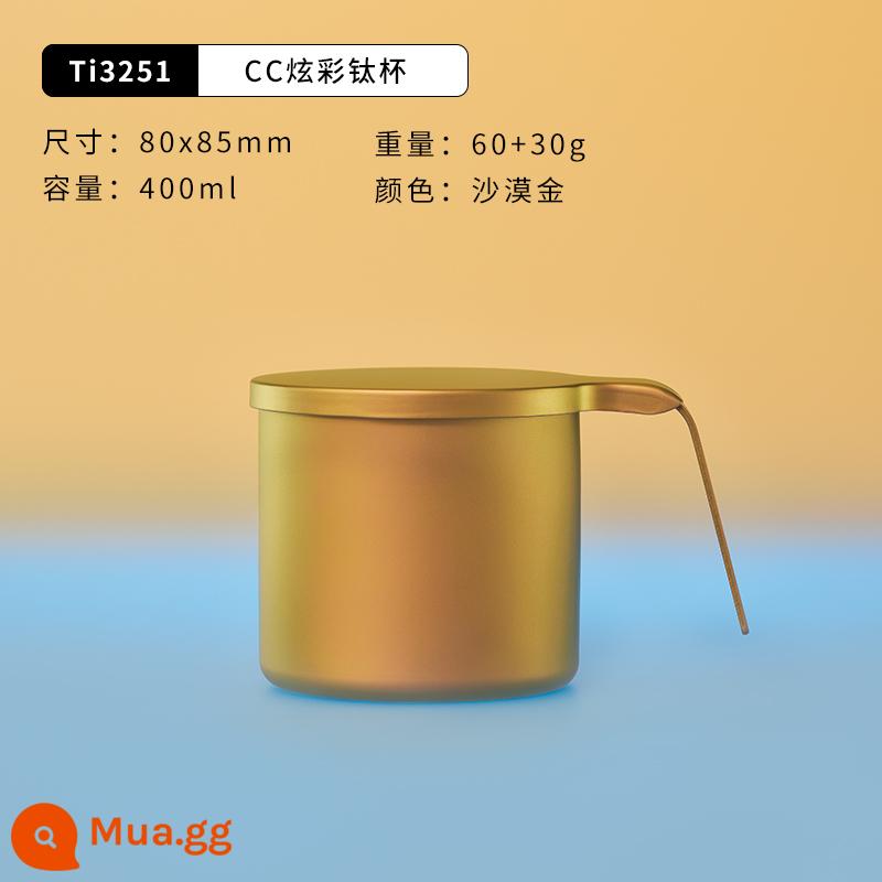 KEITH CC đầy màu sắc nguyên chất titan cốc nước mới nhẹ 400ml nhà cắm trại ngoài trời 1 lớp đơn titan cốc - Ti3251 CC Cúp Titan đầy màu sắc Vàng sa mạc