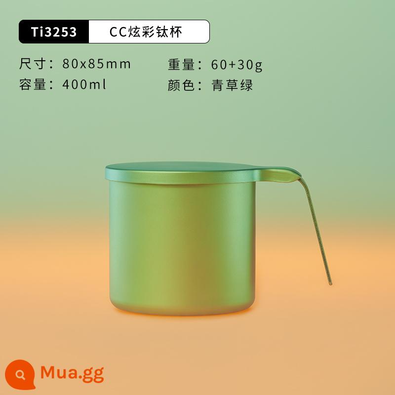 KEITH CC đầy màu sắc nguyên chất titan cốc nước mới nhẹ 400ml nhà cắm trại ngoài trời 1 lớp đơn titan cốc - Ti3253 CC Cúp Titan đầy màu sắc Cỏ xanh