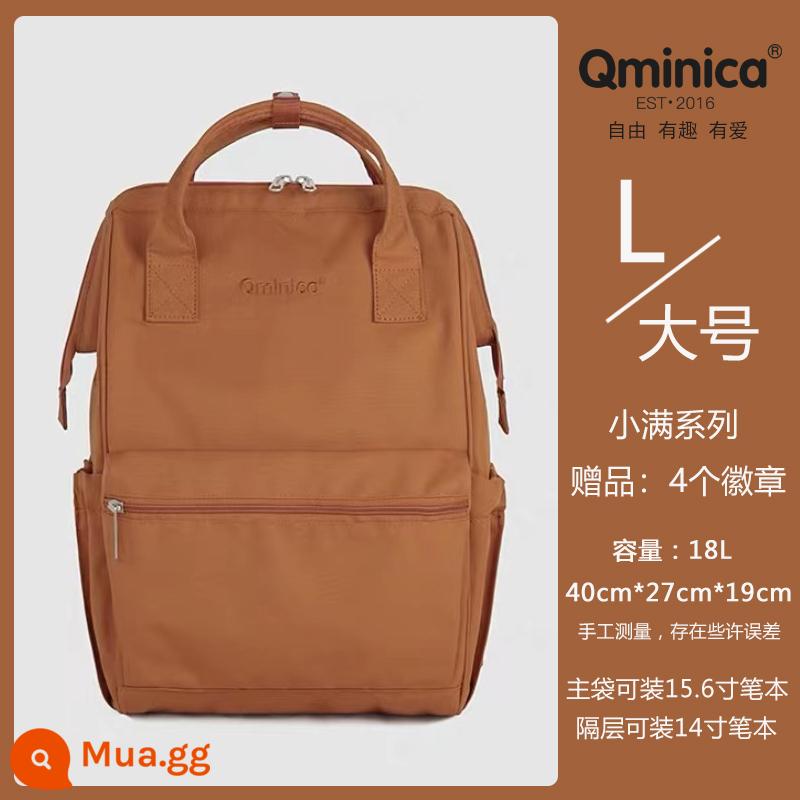 Ba lô sức chứa lớn Qminica nam túi máy tính 15 inch cặp đi học nữ sinh viên đại học ba lô du lịch chống nước đơn giản - Màu cam hổ phách size lớn, sẵn sàng giao hàng trong vòng 48h