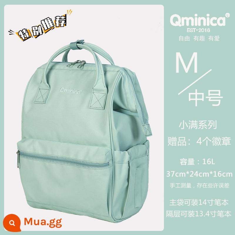 Ba lô sức chứa lớn Qminica nam túi máy tính 15 inch cặp đi học nữ sinh viên đại học ba lô du lịch chống nước đơn giản - Rime Green Medium Xiaoman Series Còn hàng, giao hàng trong vòng 48 giờ