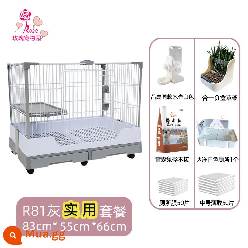 Lồng thỏ Dayang R81 ngăn kéo đôi chống lại con thỏ Năng hộ gia đình LỚN RABBIT LITCH Lợn tự động lồng phân Cage - Gói thực hành Dayang 81 Grey