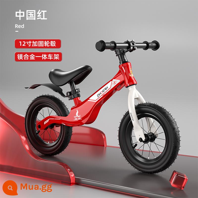 Xe thăng bằng Phoenix trẻ em không bàn đạp 1-3-6 tuổi xe trượt Scooter bé xe yoyo xe trượt scooter tự hành nam nữ - Bánh xe nan hoa hợp kim magiê 12 inch [Đỏ Trung Quốc] Chiều cao 90-125