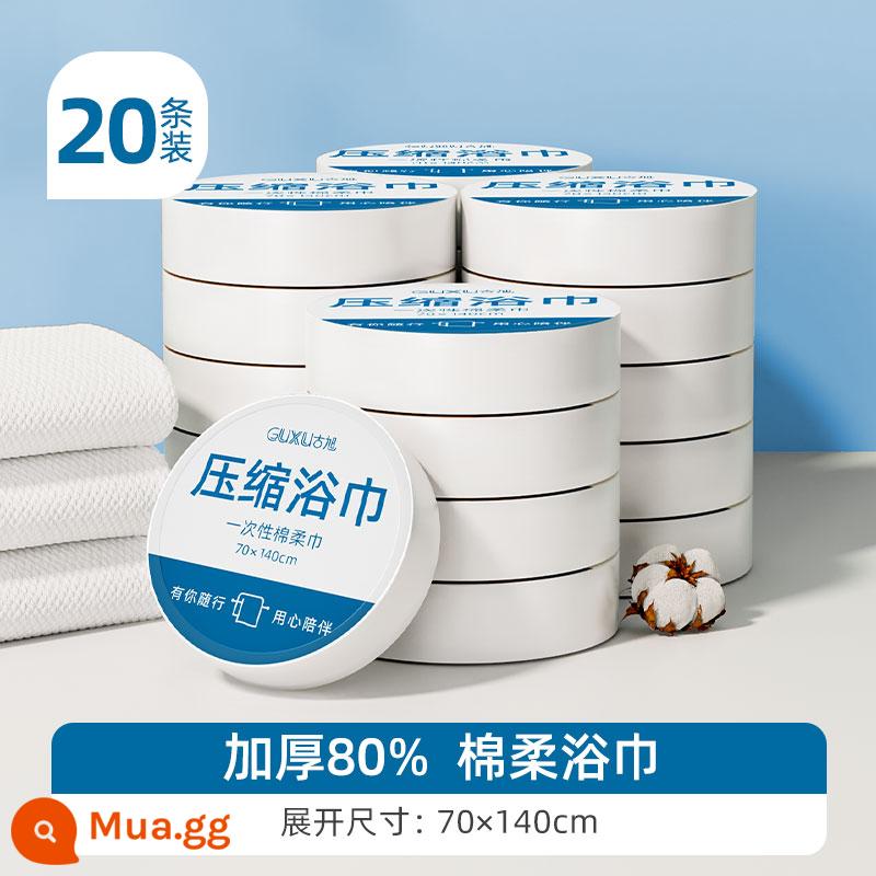 60 miếng khăn tắm nén, khăn khô dùng một lần, bộ du lịch dày và cỡ lớn, khăn cotton nguyên chất, đóng gói riêng cho khách sạn - Lớn hơn và dày hơn [20 khăn tắm nén] 70*140