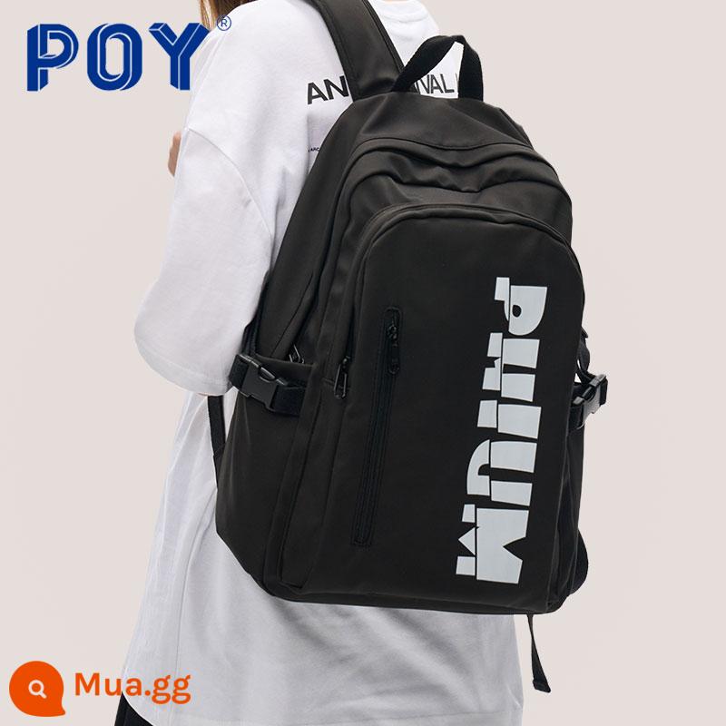 POY® American Campus Backpack Ba lô nữ Sức chứa lớn Túi đựng máy tính dành cho sinh viên đại học đơn giản dành cho nam Túi đi học - đêm tối