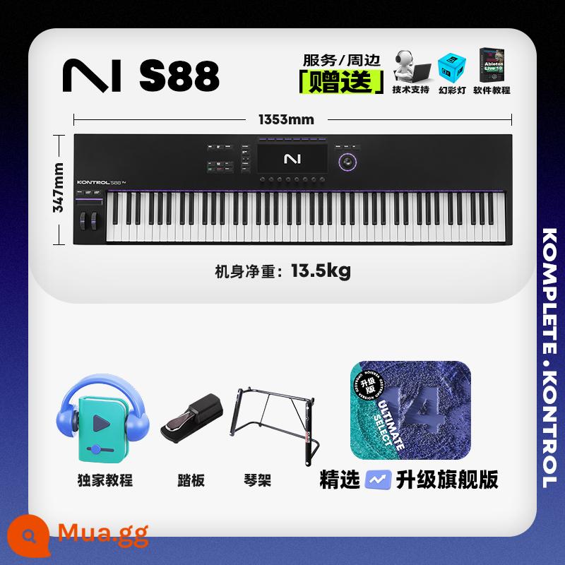 NI KOMPLETE M32 S61MK2 Bộ điều khiển bàn phím MIDI thông minh 88 phím cho người mới bắt đầu sản xuất - Người dùng mới sớm sử dụng S88 MK3+ nguồn âm thanh hàng đầu được nâng cấp + giá đỡ đàn piano + bàn đạp [bao gồm quà tặng và dịch vụ tiêu chuẩn]