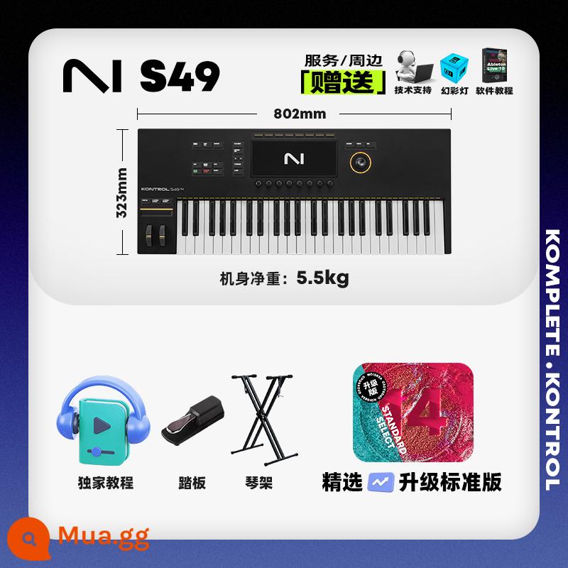 NI KOMPLETE M32 S61MK2 Bộ điều khiển bàn phím MIDI thông minh 88 phím cho người mới bắt đầu sản xuất - Người dùng mới sớm sử dụng S49 MK3+ nguồn âm thanh tiêu chuẩn được nâng cấp + giá đỡ đàn piano + bàn đạp [bao gồm quà tặng và dịch vụ tiêu chuẩn]