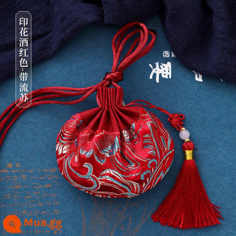 Gói lễ hội thuyền rồng Gói ví Hanfu phong cách Trung Quốc trang trí túi rỗng phong cách cổ xưa dây dài di động in gói đuổi muỗi - In màu đỏ tía (tassel) K-11