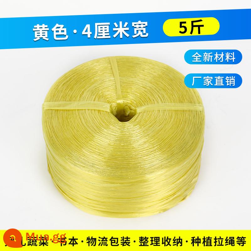 Dây ràng buộc bằng nhựa 5 catties đóng gói dây nylon cỏ bóng dây ràng buộc dây buộc dây trắng niêm phong nhà máy bán hàng trực tiếp - Chất liệu mới màu vàng, rộng 4cm và nặng 5kg