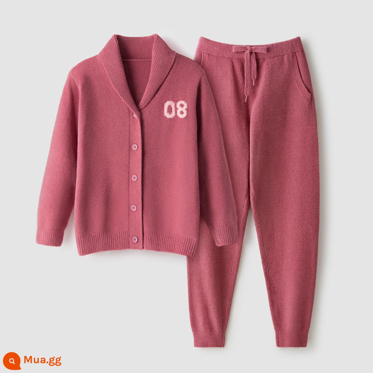 [Cùng phong cách với Wang Yibo] Jiao Nei Velvet 500E Half Velvet Pyjama cho nam và nữ Bộ đồ mặc nhà kháng khuẩn mùa thu đông - Ve Áo-Hồng Nữ--Không kháng khuẩn