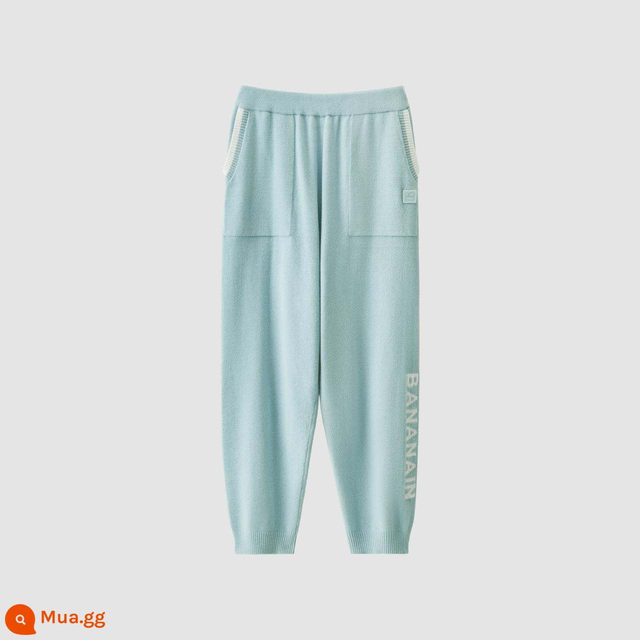 Chuối bên trong nhung 505P nửa nhung quần pyjama nữ quần nam cotton nguyên chất ống thẳng có chân cặp đôi quần mặc nhà mùa thu đông - [Bà] Diên Khánh