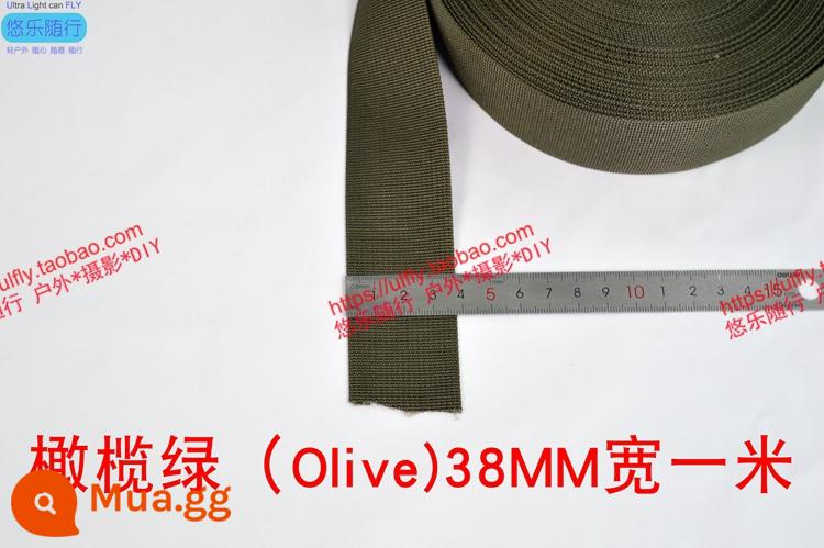 Thắt lưng ba lô vải nylon mật độ cao vải phẳng túi leo núi vải mạnh hơn Shengji nhập khẩu từ Hàn Quốc - Màu xanh ô liu 38MM rộng một mét