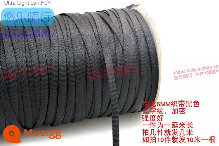 Thắt lưng ba lô vải nylon mật độ cao vải phẳng túi leo núi vải mạnh hơn Shengji nhập khẩu từ Hàn Quốc - Nylon 6MM xương cá đen một mét