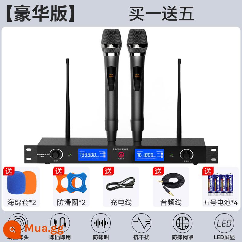 Xinke micro không dây đa năng một trong hai U-segment FM giai đoạn nhà ktv micro karaoke chuyên dụng phổ quát - Phiên bản Deluxe + Gói quà tặng [Mua một tặng năm]