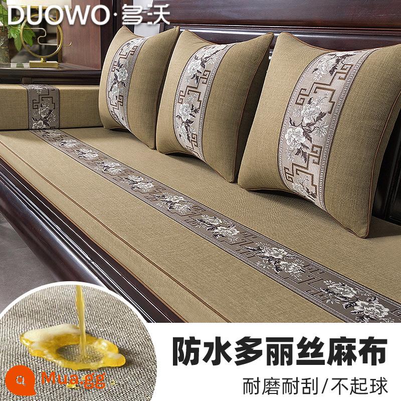 Mới kiểu Trung Quốc đệm sofa gỗ gụ đặc chế sofa gỗ chắc chắn xốp dừa cọ đệm Luohan giường cao su đệm ghế chống trơn trượt - Màu quốc gia-Màu cà phê (Mẫu chống thấm nước)