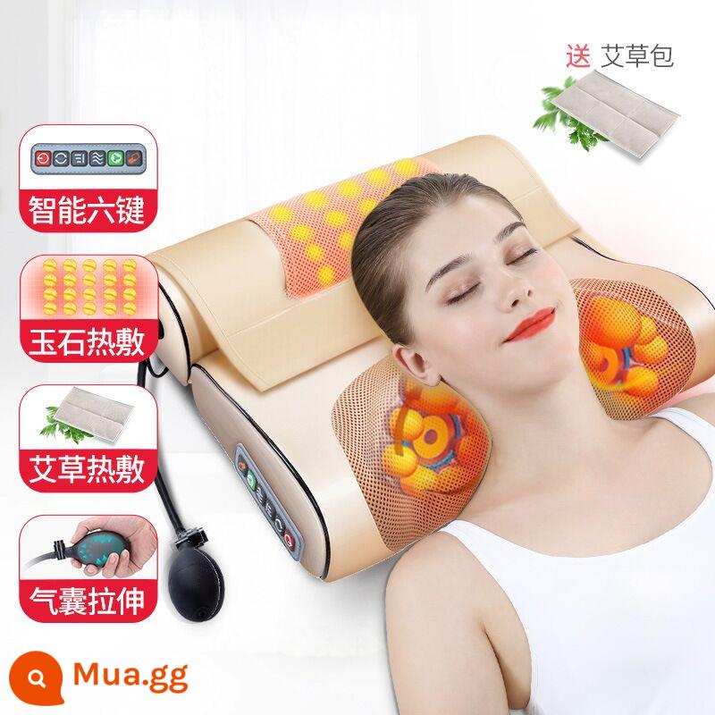 Gối sửa chữa cột sống cổ cột sống cổ massage đặc biệt sưởi ấm bằng điện cây ngải cứu lực kéo bệnh nhân phong phú túi chỉnh đa chức năng nhào - Massage sưởi ấm + chườm nóng ngải cứu + túi khí đôi [massage mạnh]