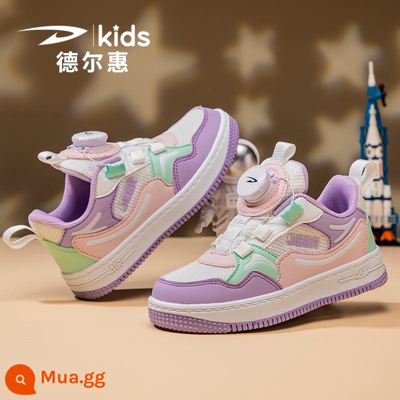 Del Hui Giày Sneaker Bé Trai 2022 Mới Mùa Xuân Và Mùa Thu Da Chống Thấm Nước Bé Trai Giày Đơn Giày Thể Thao Trẻ Em Nam - Gouache/Tím-3507