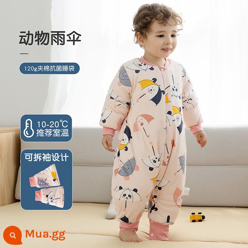 Túi ngủ cho bé xuân thu hai lớp cotton nguyên chất Túi ngủ xẻ chân cho bé Mùa thu đông phòng máy lạnh chăn bông chống đá đa năng - Ô kháng khuẩn (120g chần bông) nhiệt độ áp dụng 10-20 độ