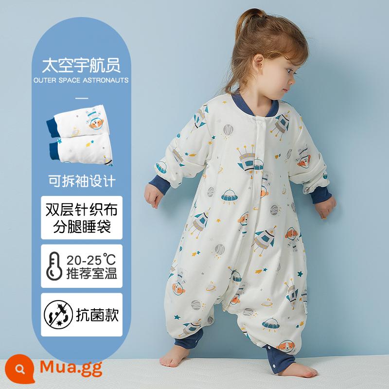 Túi ngủ cho bé xuân thu hai lớp cotton nguyên chất Túi ngủ xẻ chân cho bé Mùa thu đông phòng máy lạnh chăn bông chống đá đa năng - Phi hành gia kháng khuẩn (hai lớp không chần bông) nhiệt độ áp dụng 20-25 độ