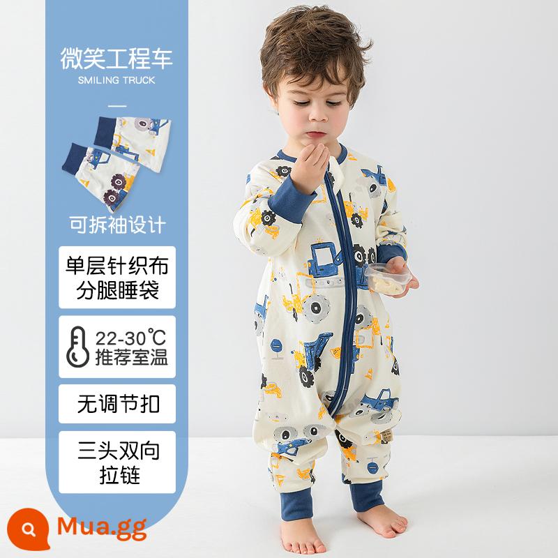 Túi ngủ cho bé xuân thu hai lớp cotton nguyên chất Túi ngủ xẻ chân cho bé Mùa thu đông phòng máy lạnh chăn bông chống đá đa năng - Mai tay lạ mùa hè một lớp