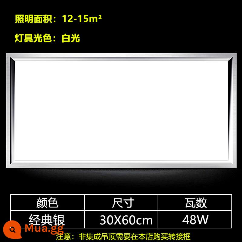 Tích hợp đèn LED âm trần nhà bếp bột phòng ánh sáng bằng nhôm hình tam giác nhúng 30x30x60x300x600 đèn phẳng - Bạc cổ điển 30x60 48W