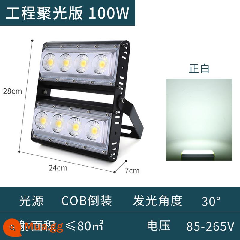 đèn led chiếu sáng công trường siêu sáng chống thấm nước ngoài trời đèn trang trí ngoài trời dự án đèn chiếu đèn chiếu công suất cao - Phiên bản đèn kỹ thuật ánh sáng trắng lạnh 100W