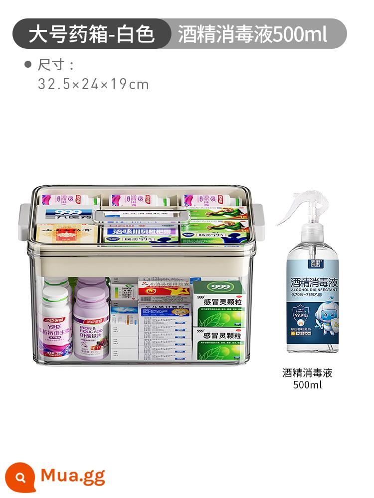 Hộp đựng thuốc gia dụng Nhật Bản, hộp đựng thuốc gia đình, hộp đựng thuốc dung tích lớn nhiều tầng, hộp đựng thuốc nhỏ cho trẻ em - ❤️[Cỡ lớn-Trắng]+[Cồn khử trùng 500ml]