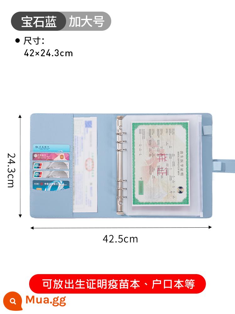 Nhật Bản túi đựng tài liệu giấy khai sinh bé sổ vắc xin bìa bảo vệ nhà tên người dùng sổ túi đựng thẻ tập sách - ❤️[1 cái]XL-Sapphire Blue[tăng dung lượng]