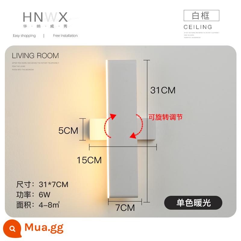 Đèn tường LED có thể xoay sáng tạo đơn giản đèn phòng ngủ hiện đại đèn cạnh giường ngủ đèn nền phòng khách tối giản đèn tường đèn cầu thang - 31*7CM-khung màu trắng nhạt ấm áp