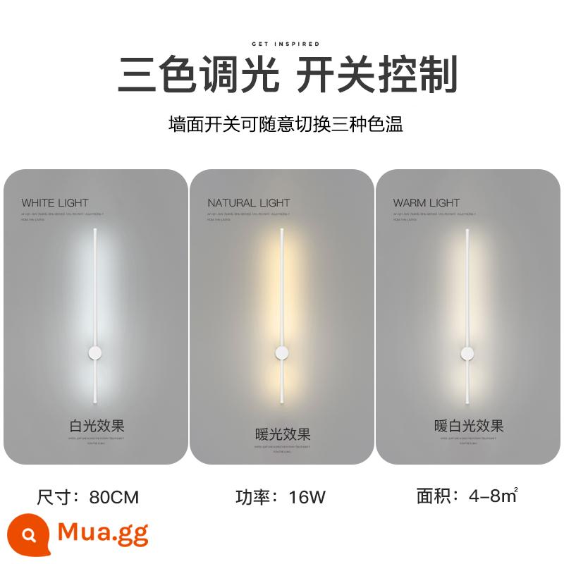 Đèn Tường LED Tối Giản Sáng Tạo Phòng Khách Nền Đèn Tường Phòng Ngủ Hiện Đại Đơn Giản Đèn Đèn Ngủ Cầu Thang Lối Vào Đèn - 80CM-ánh sáng ba tông màu-khung màu trắng